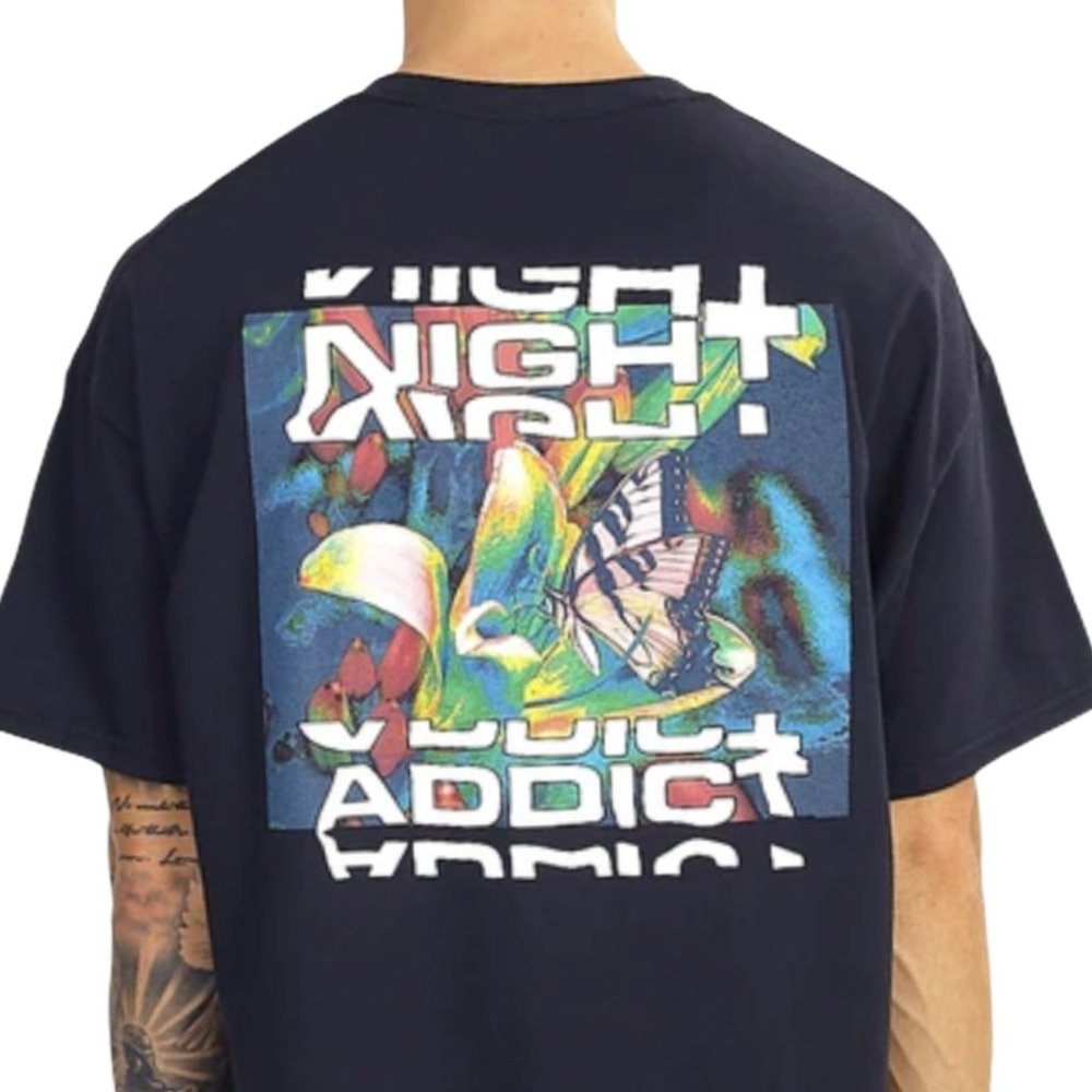 NIGHT ADDICT NEON BUTTERFLY BACK PRINT TEE
